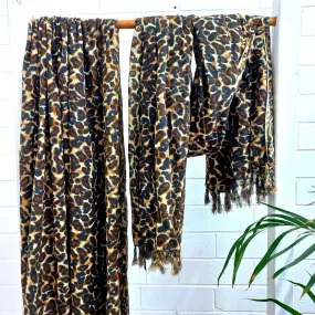 100% Cotton Woman's Beach Sarong - Leopard Print