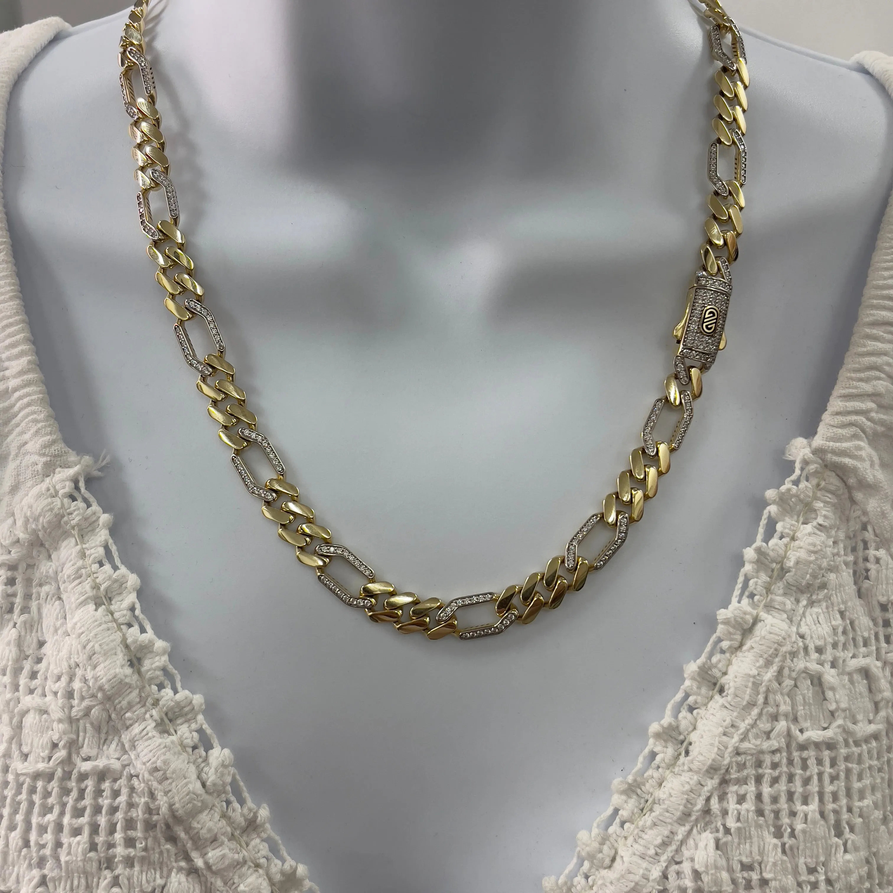 10K Two Tone Figaro Choker chain style Eros-225995