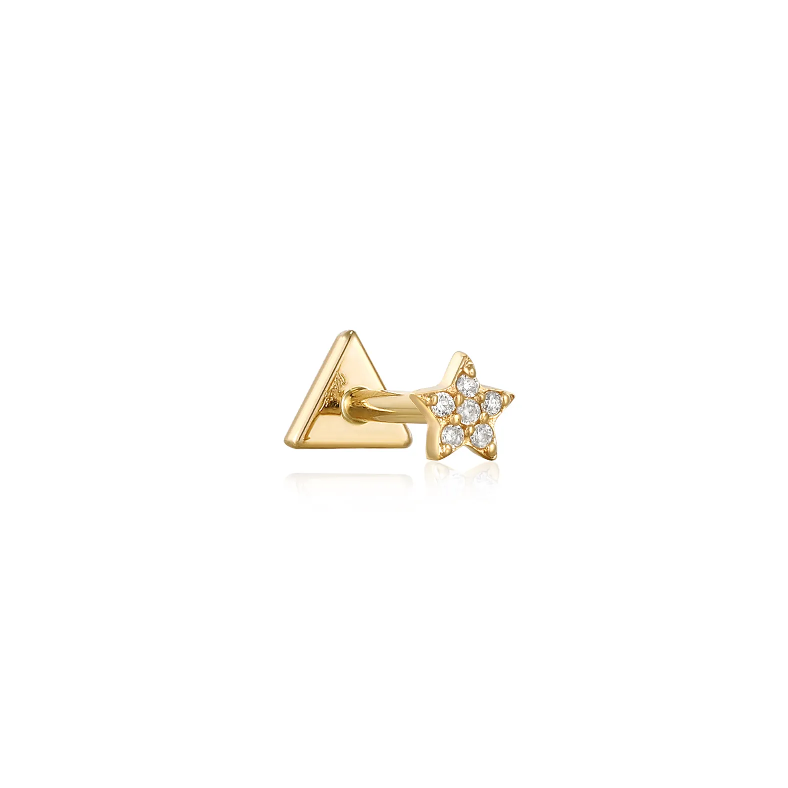 14k Mini Pave Star Stud