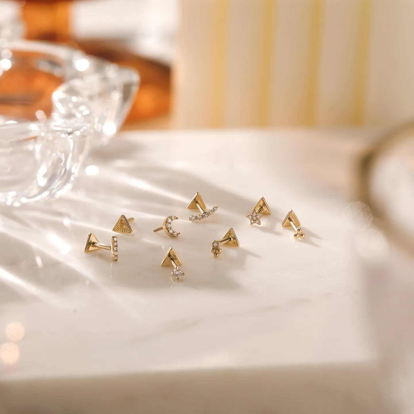 14k Mini Pave Star Stud