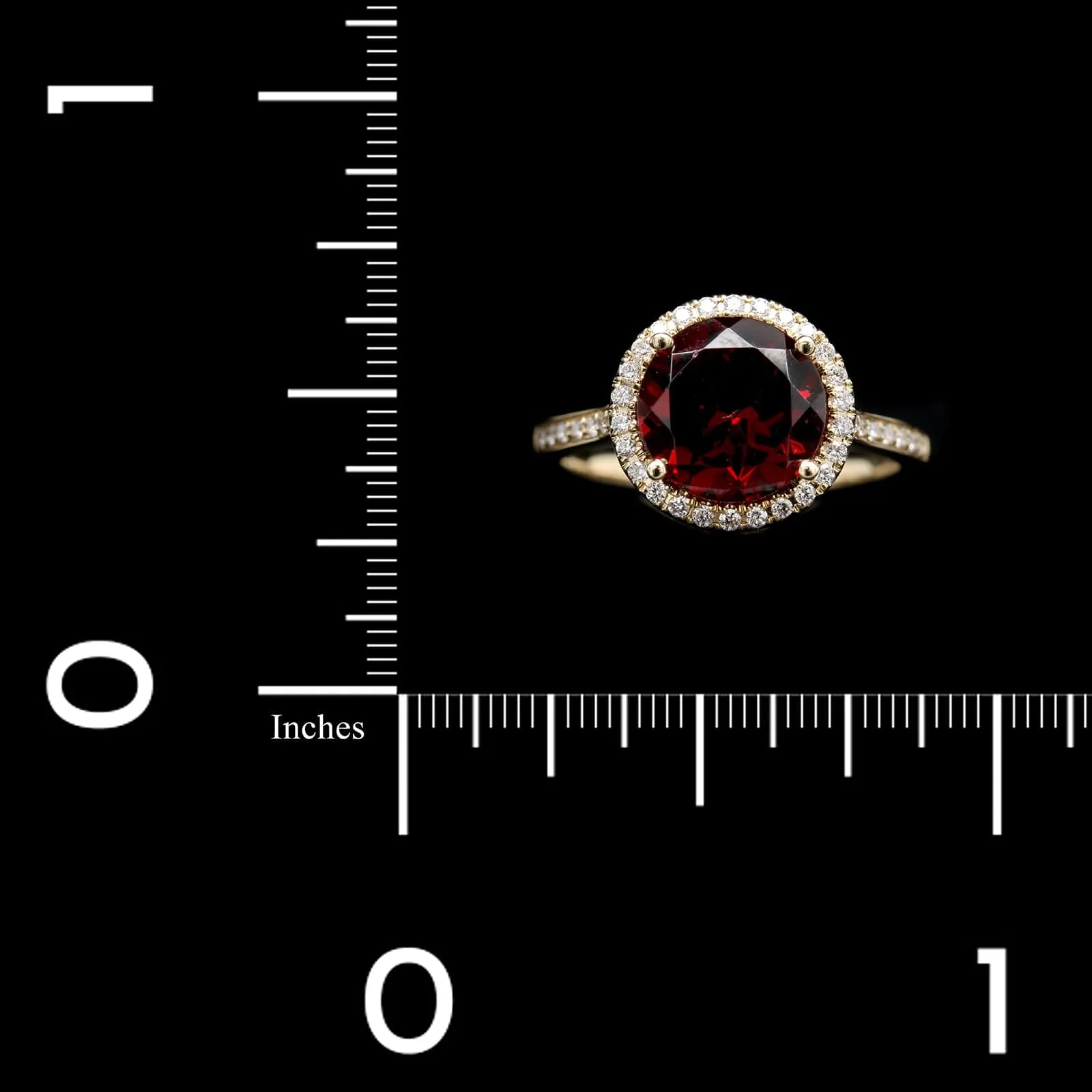 14K Yellow Gold Estate Garnet and Diamond Ring