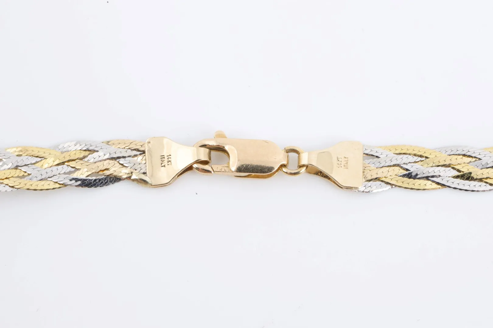 16" 14k Two-Tone Gold Woven Herringbone Chain (6.68g.)