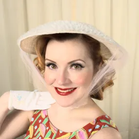 1950s Floral Bonnet Platter Hat