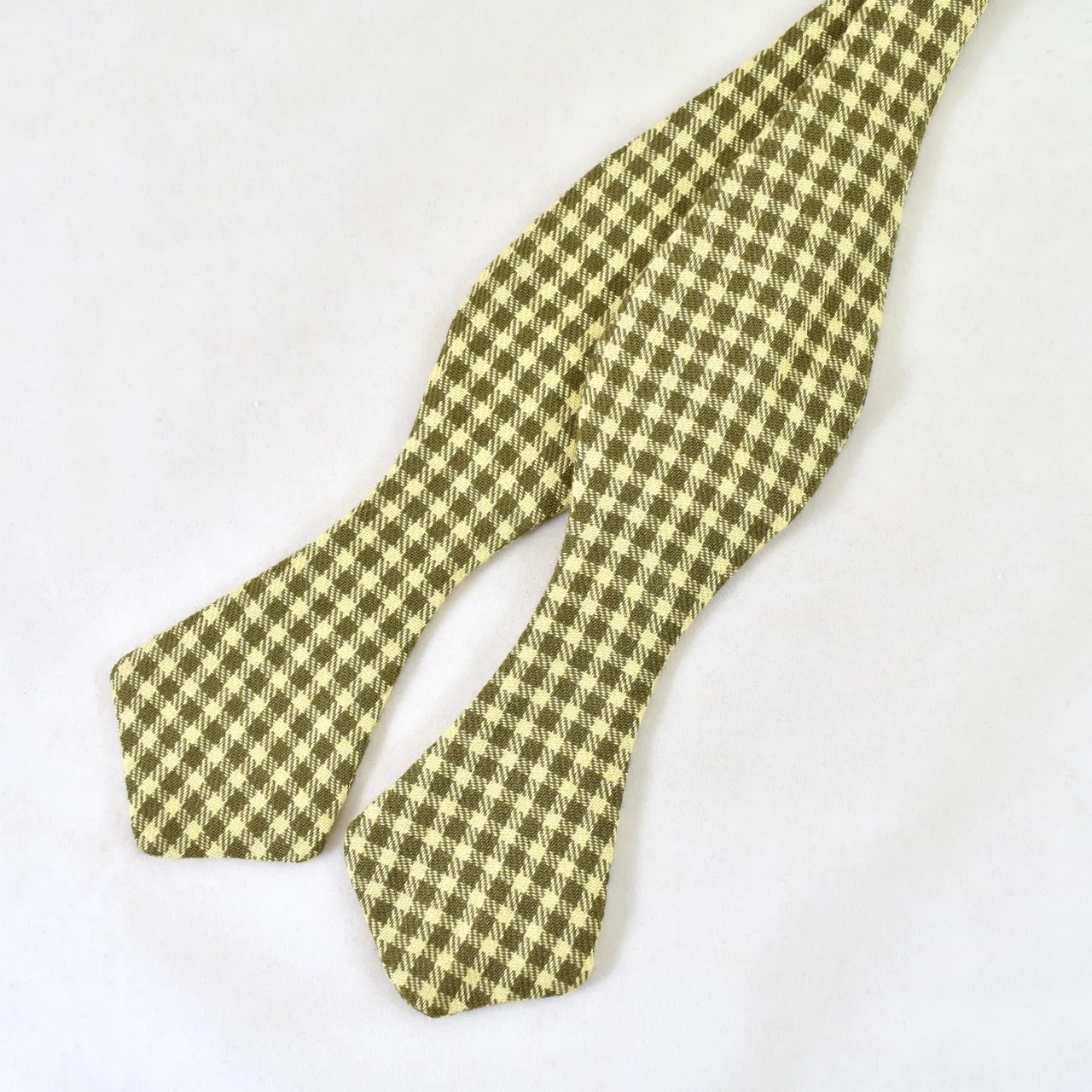 1950s Olive Gingham Bow Tie