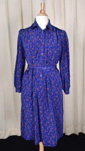 1950s Style Blue Paisley Dress