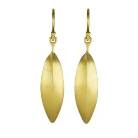 20K Gold Curved Leaf Earrings