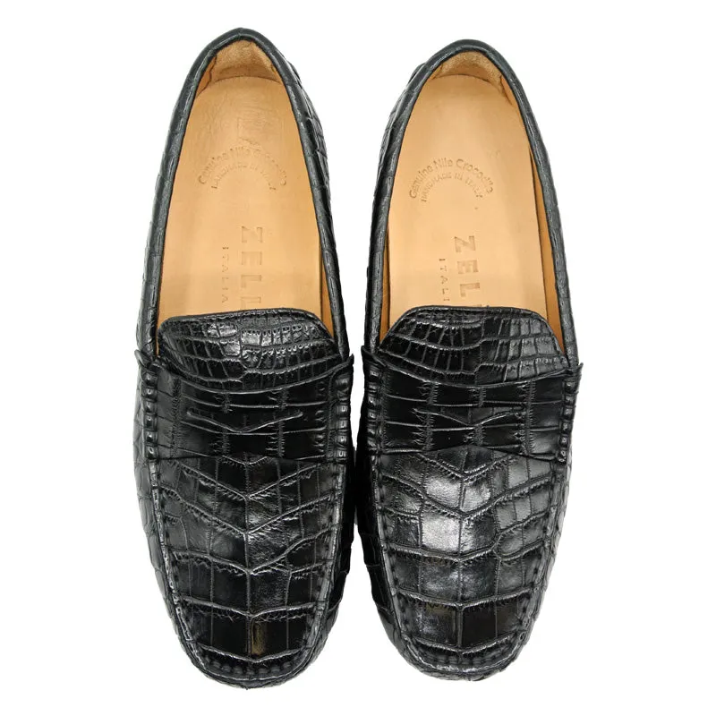 32-102-BLK MONZA Nile Crocodile Driver, Black