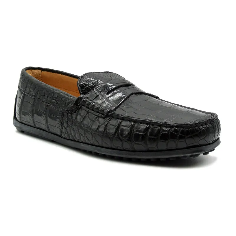 32-102-BLK MONZA Nile Crocodile Driver, Black