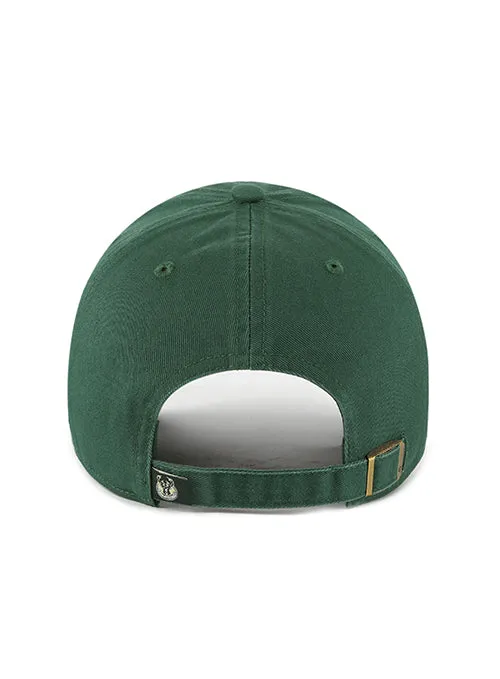 '47 Brand Clean Up Wordmark Green Milwaukee Bucks Adjustable Hat