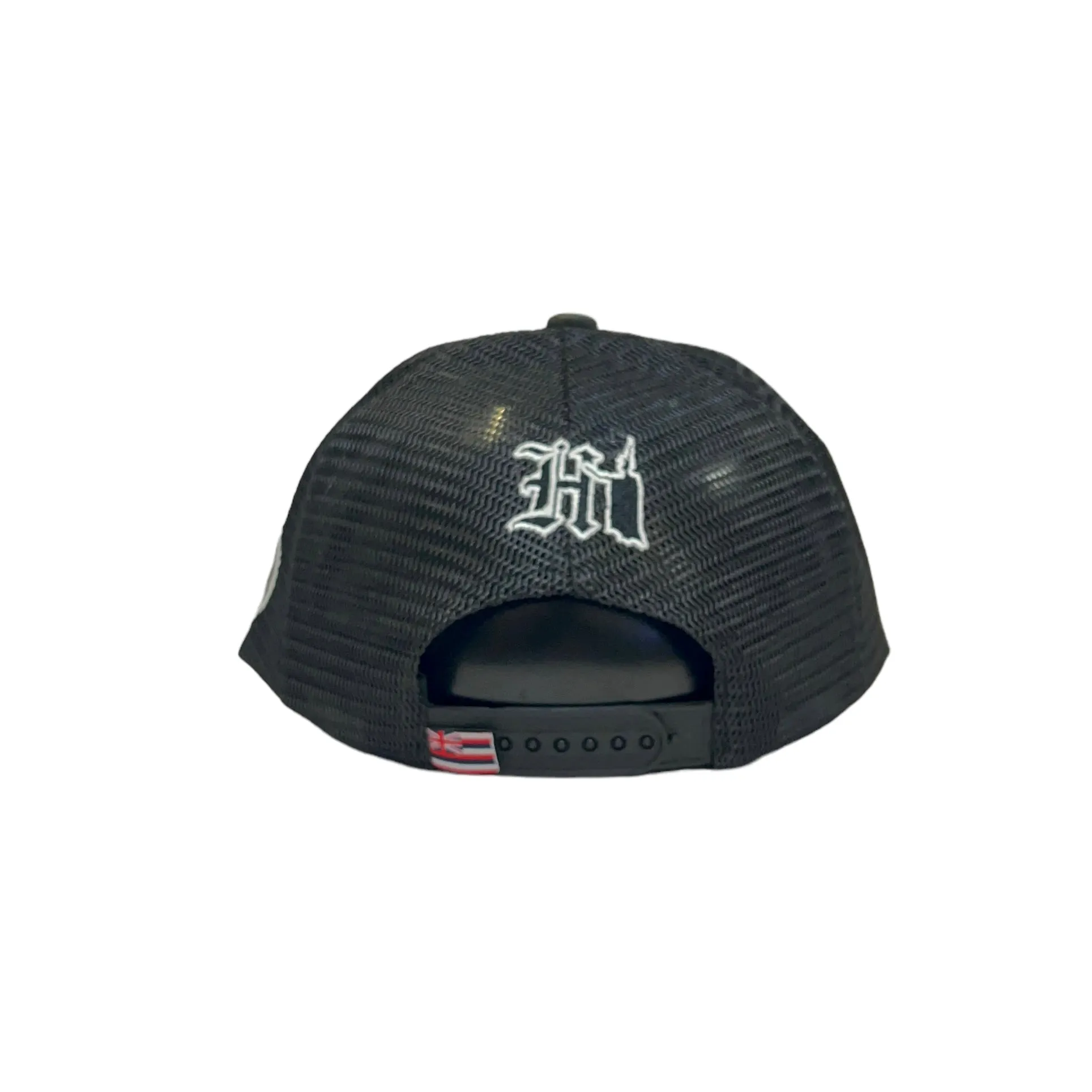 808ALLDAY Black OE Hawaii Embroidered Trucker Hat