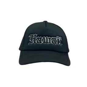 808ALLDAY Black OE Hawaii Embroidered Trucker Hat