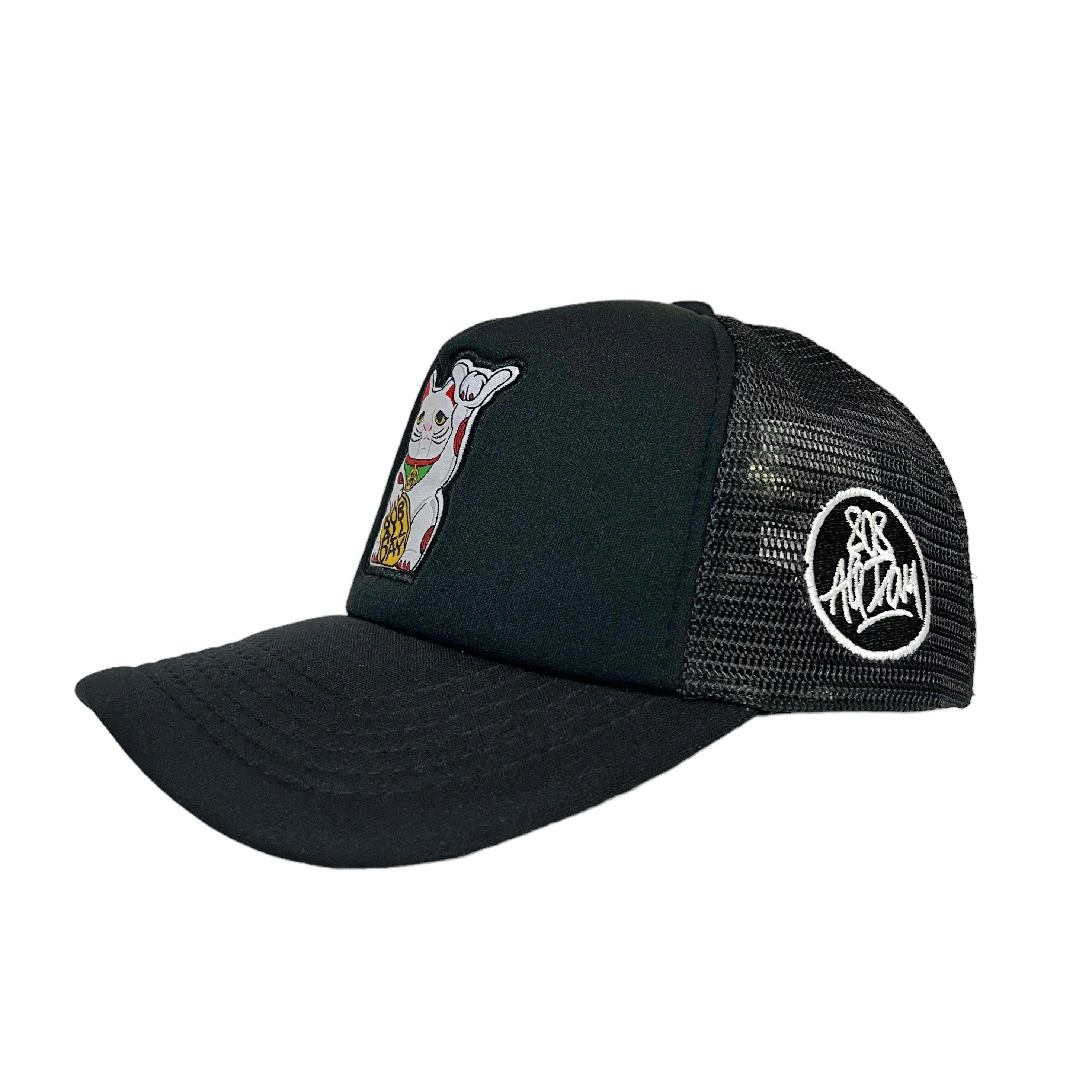 808ALLDAY  Lucky Cat Black Trucker