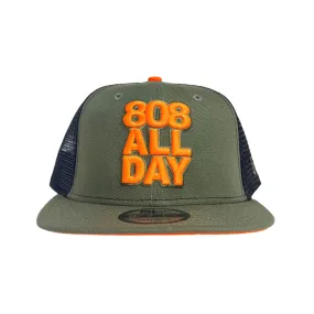 808ALLDAY New Era 9Fifty Olive Stack Trucker Snapback