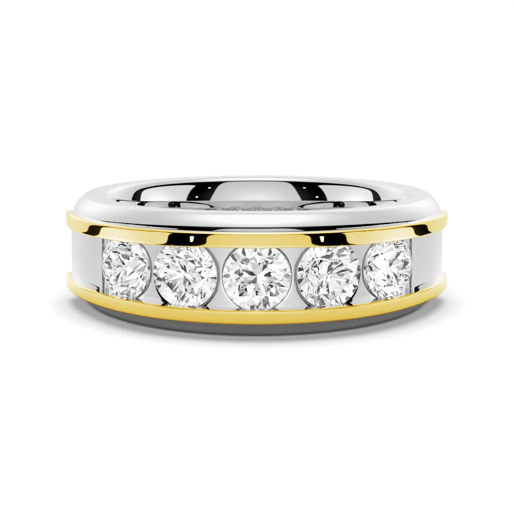 8mm Two-Tone Channel Set Moissanite Men's Wedding Band