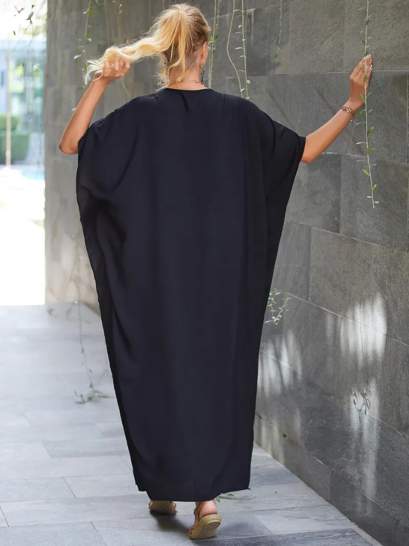 All You Need Women's Rayon Black Kaftan Dress