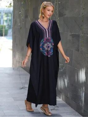 All You Need Women's Rayon Black Kaftan Dress