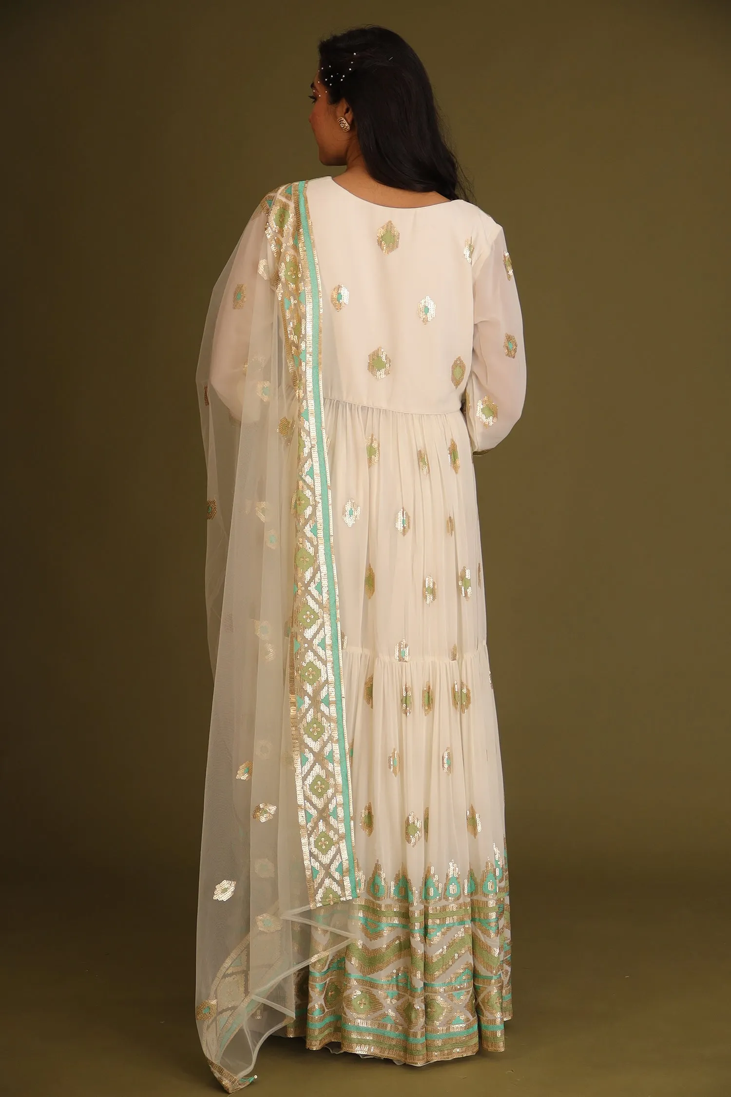 Anarkali Georgette Embroidered Suit with Sequins work.