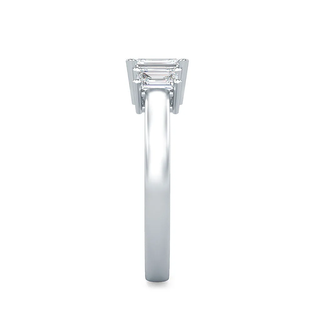 AUTRE - 14K White Gold 1.00ct Three Stone Emerald Cut Lab Grown Diamond Ring