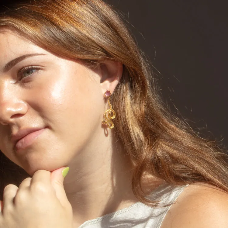 Awaken Amethyst Snake Earrings