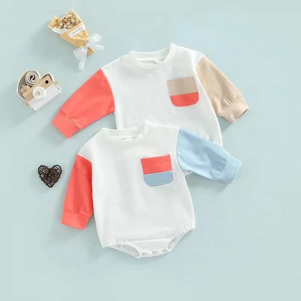 Baby Bodysuit Colorblock Long Sleeve Triangle Romper Baby Clothes Wholesale