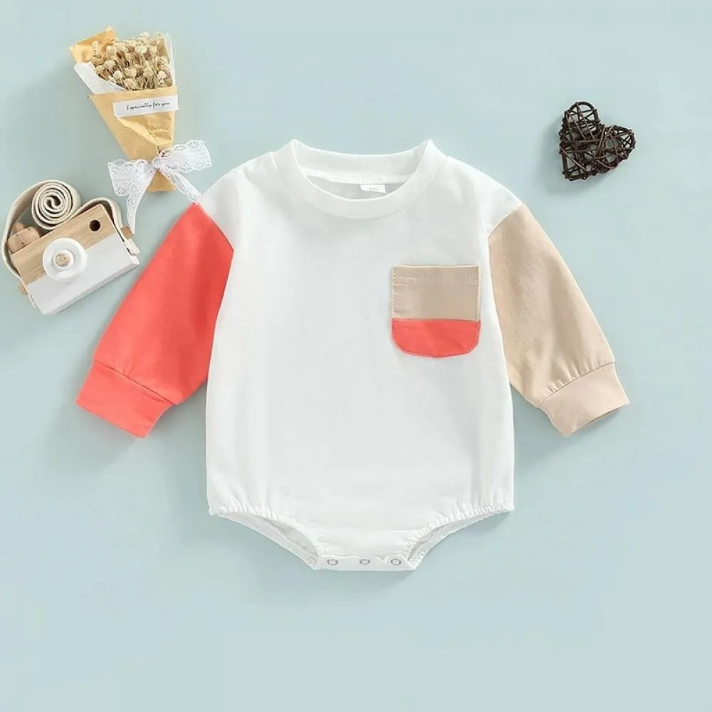 Baby Bodysuit Colorblock Long Sleeve Triangle Romper Baby Clothes Wholesale