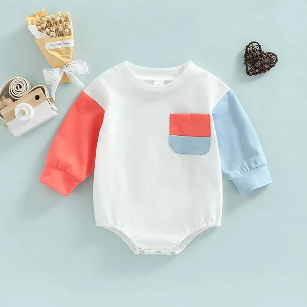 Baby Bodysuit Colorblock Long Sleeve Triangle Romper Baby Clothes Wholesale