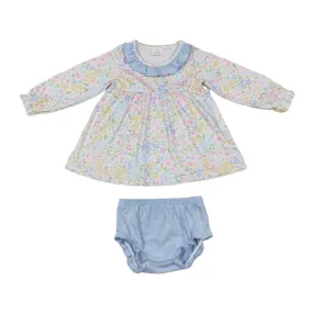 Baby Romper Blue Ruffle Floral   Bummie