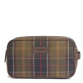 Barbour Tartan & Leather Wash Bag Classic Tartan