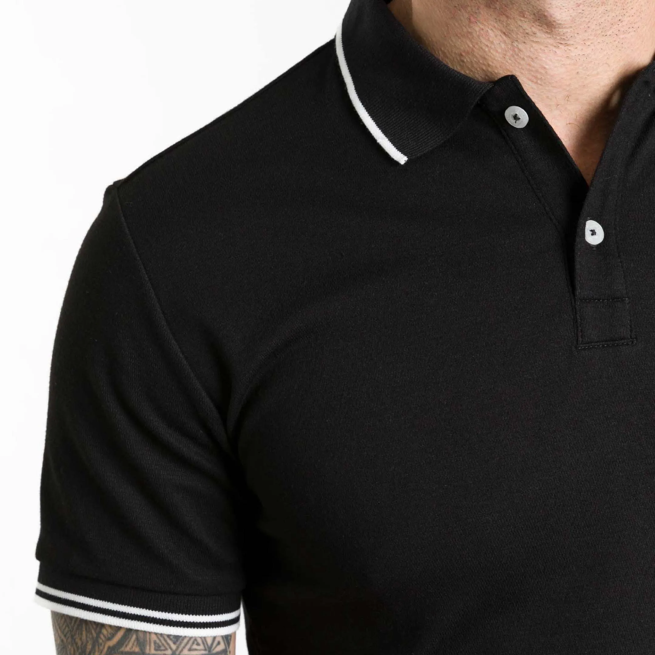 Black Micro Pique Polo