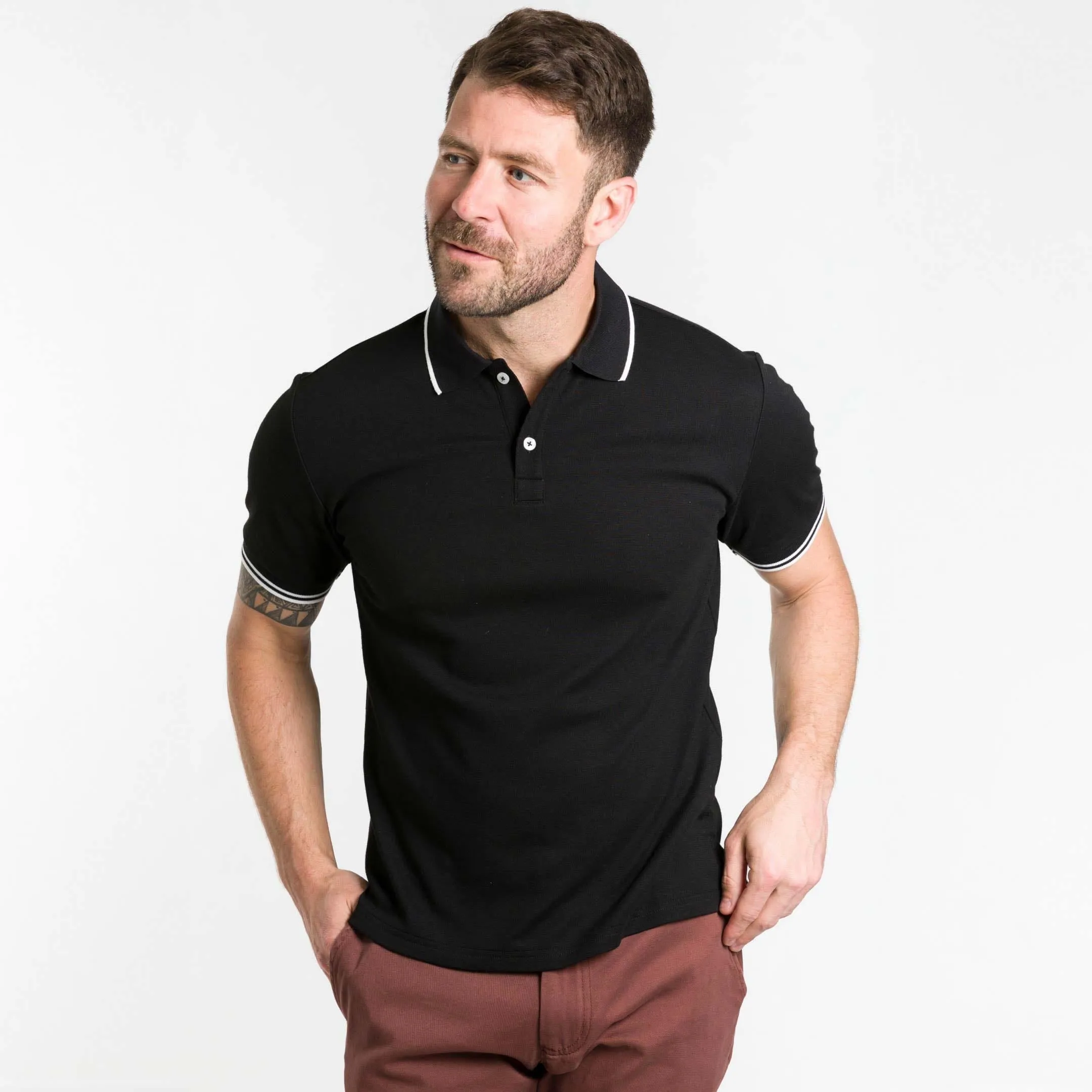 Black Micro Pique Polo