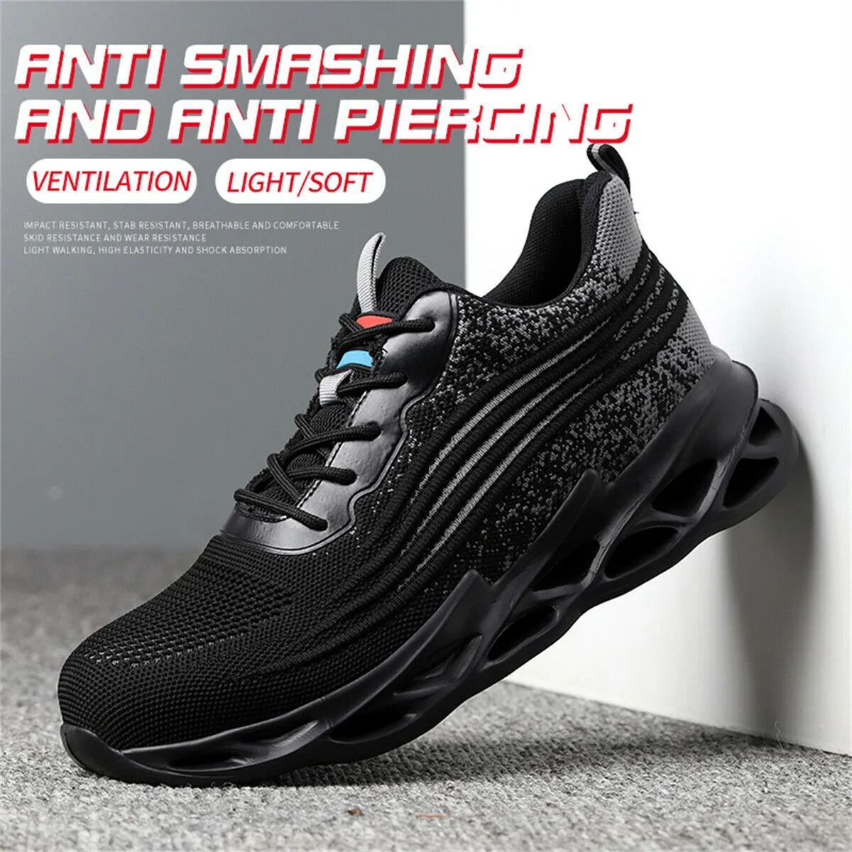 Breathable Working Shoes Anti Smash Anti Pierce Safety Shoes Steel Toes Sneakers