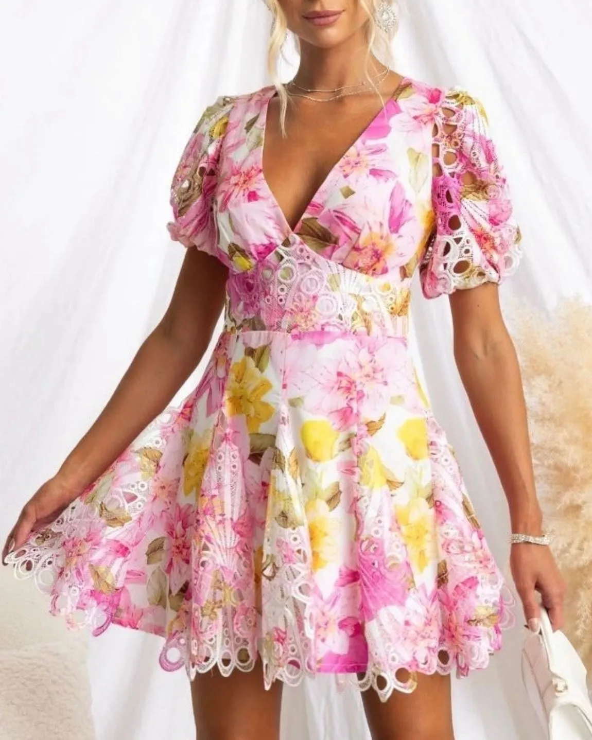 Cassia Mini Dress Pink Floral