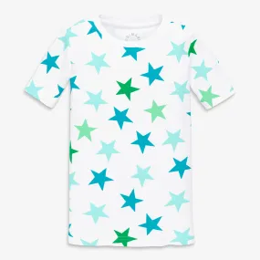 Clearance kids organic short sleeve pj top in cutout star