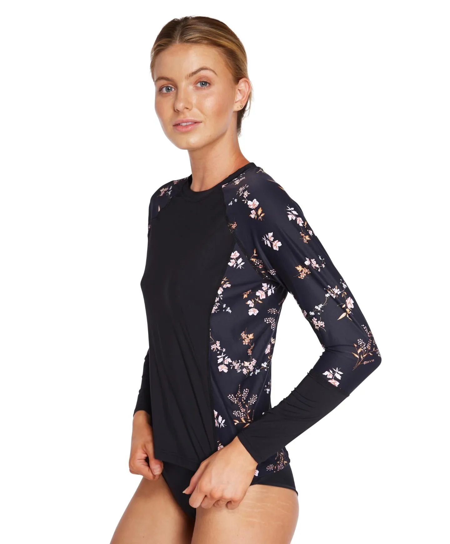 Coast Long Arm Loose Tee - Black Floral