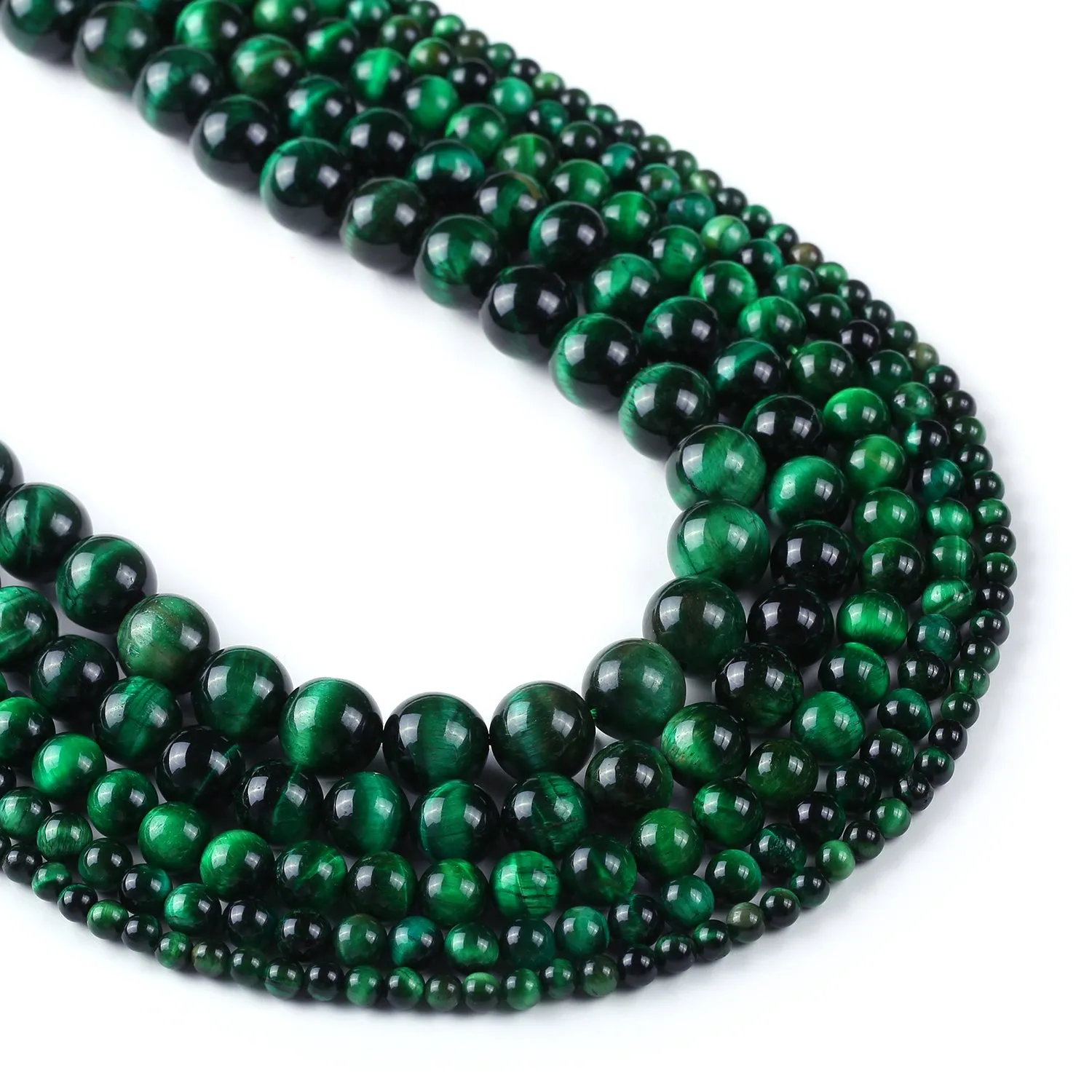 Color Dyed Green Tiger Eye Gemstone Beads in 4 6 8 10 12mm Round Loose Beads for Bracelet Necklace 15 Full Strand 103078