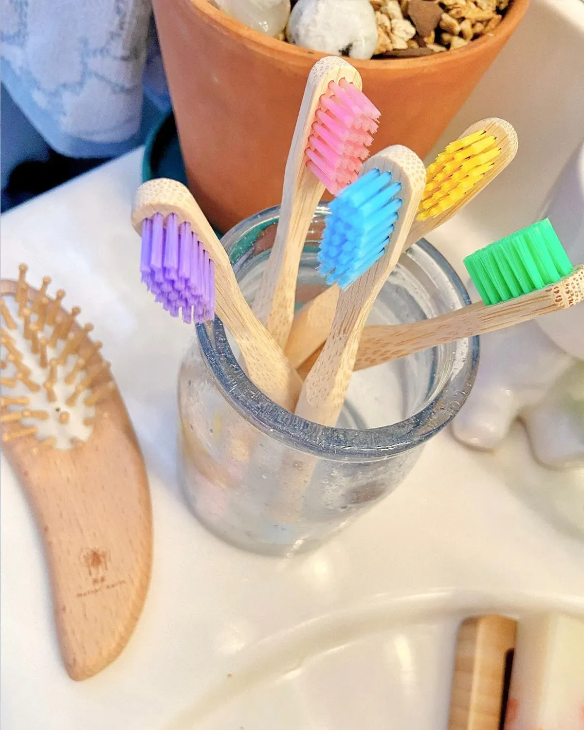 Colorful Bamboo Toothbrush Set - For KIDS