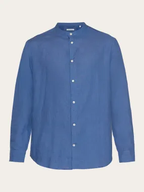 Custom fit linen stand collar shirt - Moonlight Blue