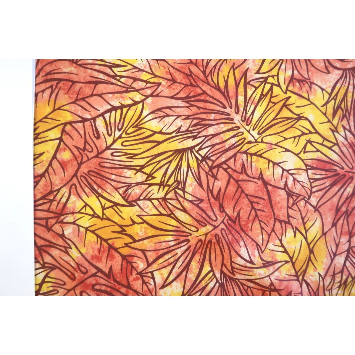 Dancing Leaf Orange Hawaiian Fabric YEL-0004C