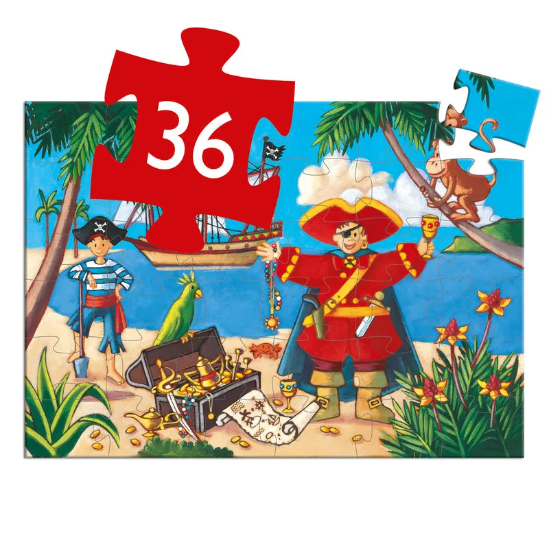 Djeco Pirate And Treasure 36pc Silhouette Puzzle