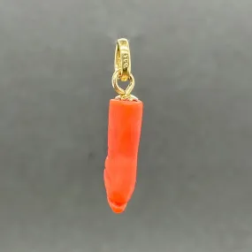 Estate 18K Y Gold Coral Mano Fico Pendant