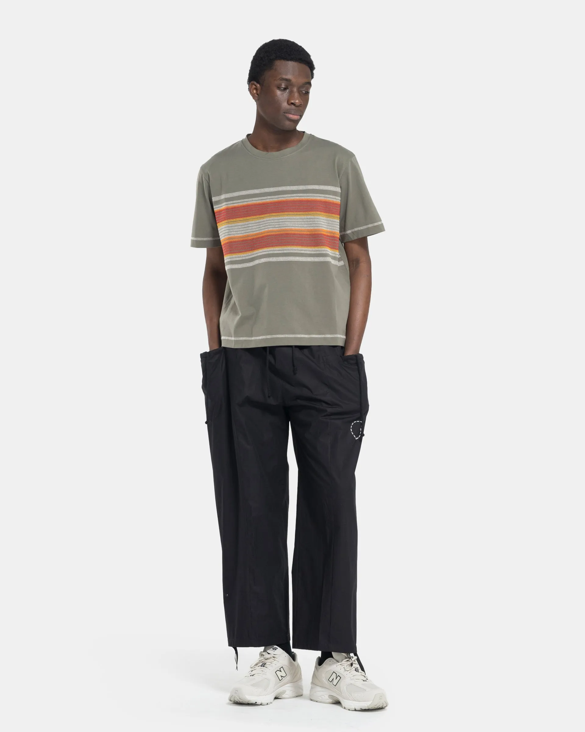 Flatlock Stripe T-Shirt in Olive