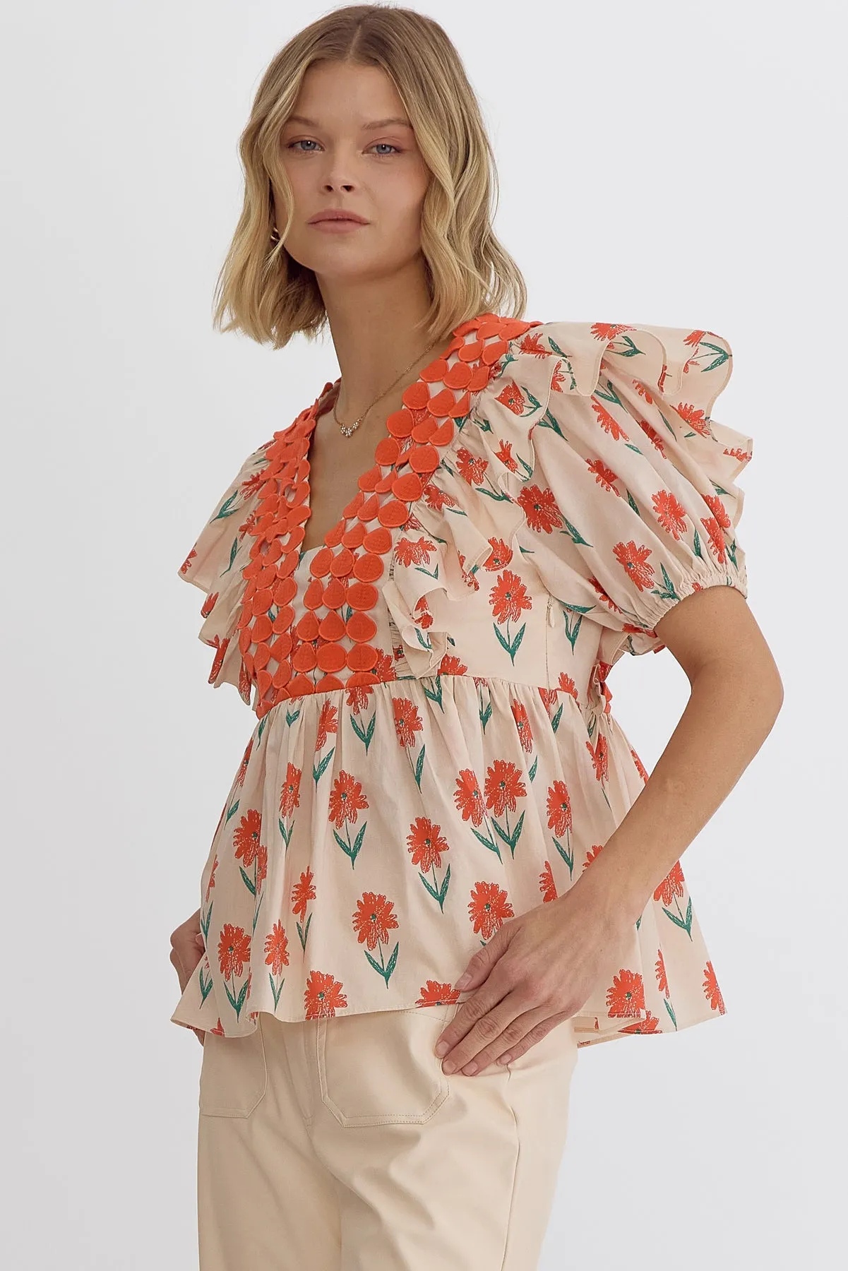 Floral Print Short Sleeve Top