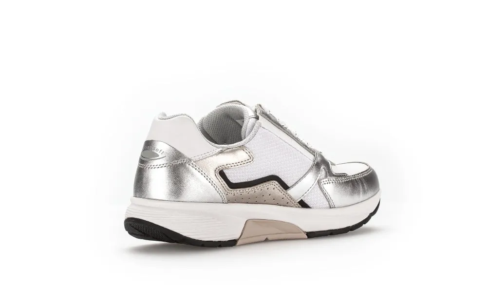 GABOR White & Silver Rolling Soft Trainer 87851