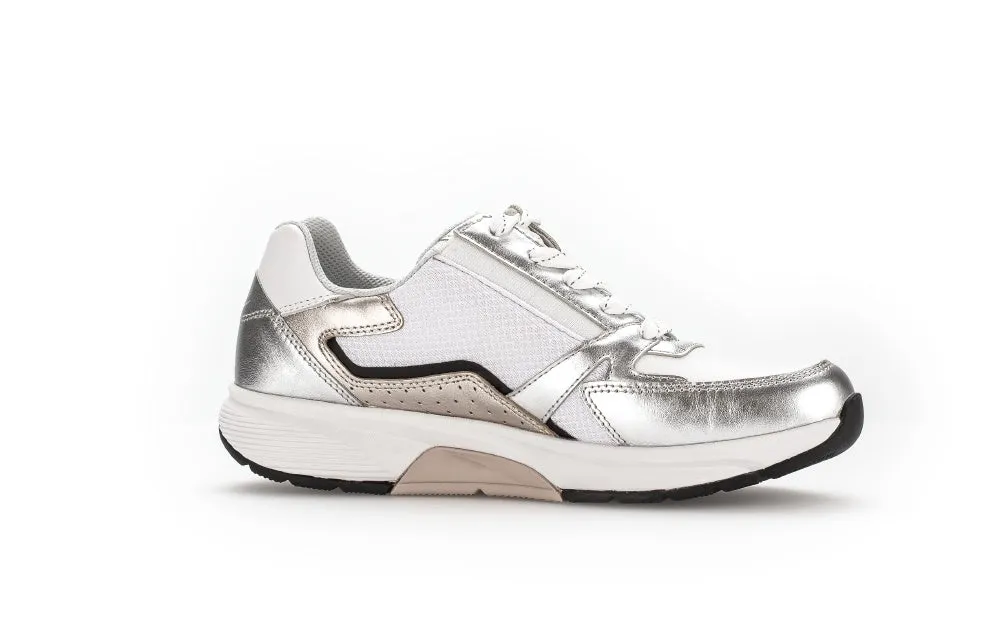 GABOR White & Silver Rolling Soft Trainer 87851