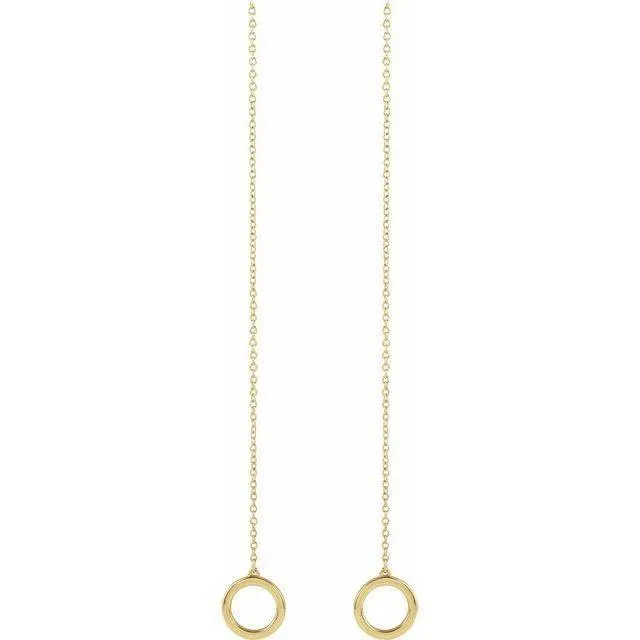 Geometric Gold Circle Chain Threader Earrings