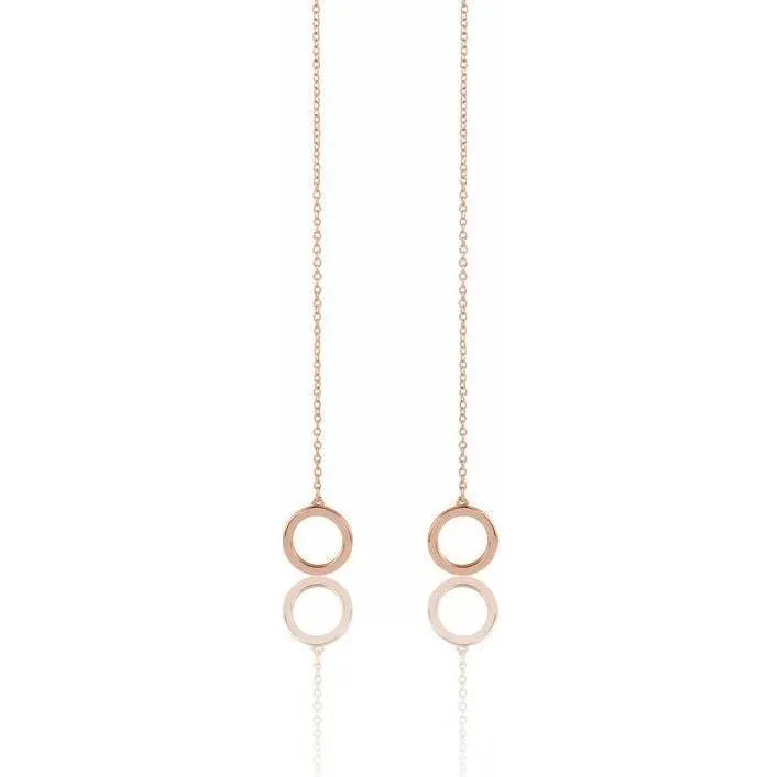 Geometric Gold Circle Chain Threader Earrings