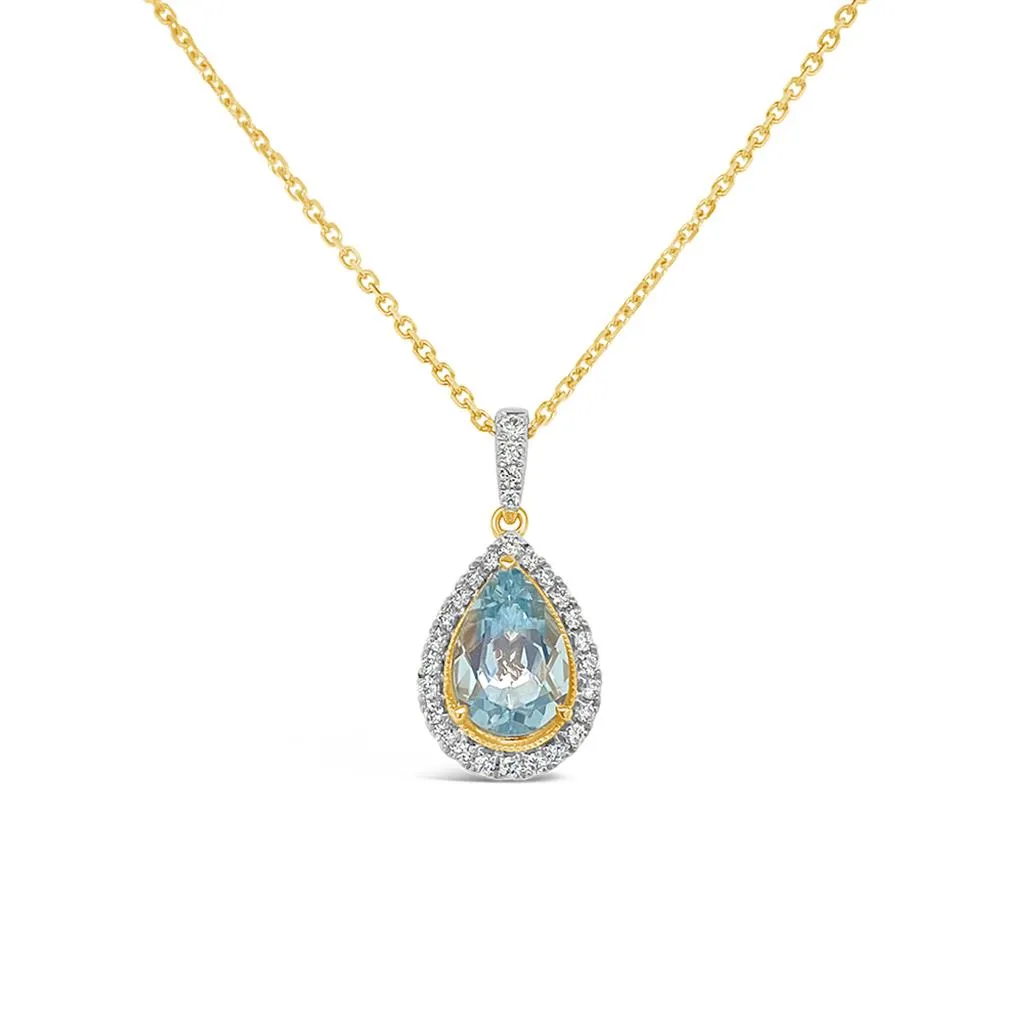 Irisa by Martin Binder Pear Cut Aquamarine & Diamond Necklace