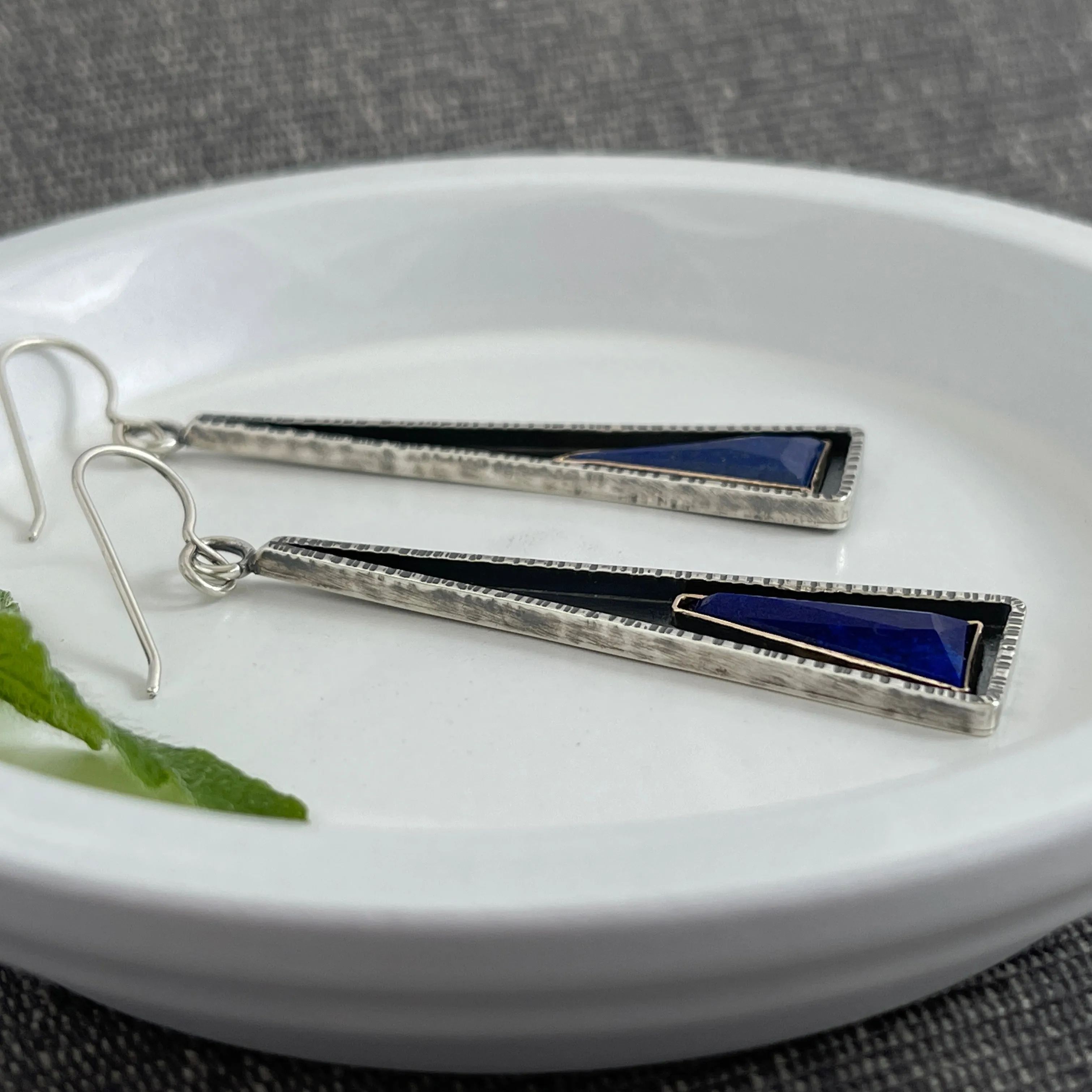 Lapis Lazuli Polygon Earrings with 14k Gold