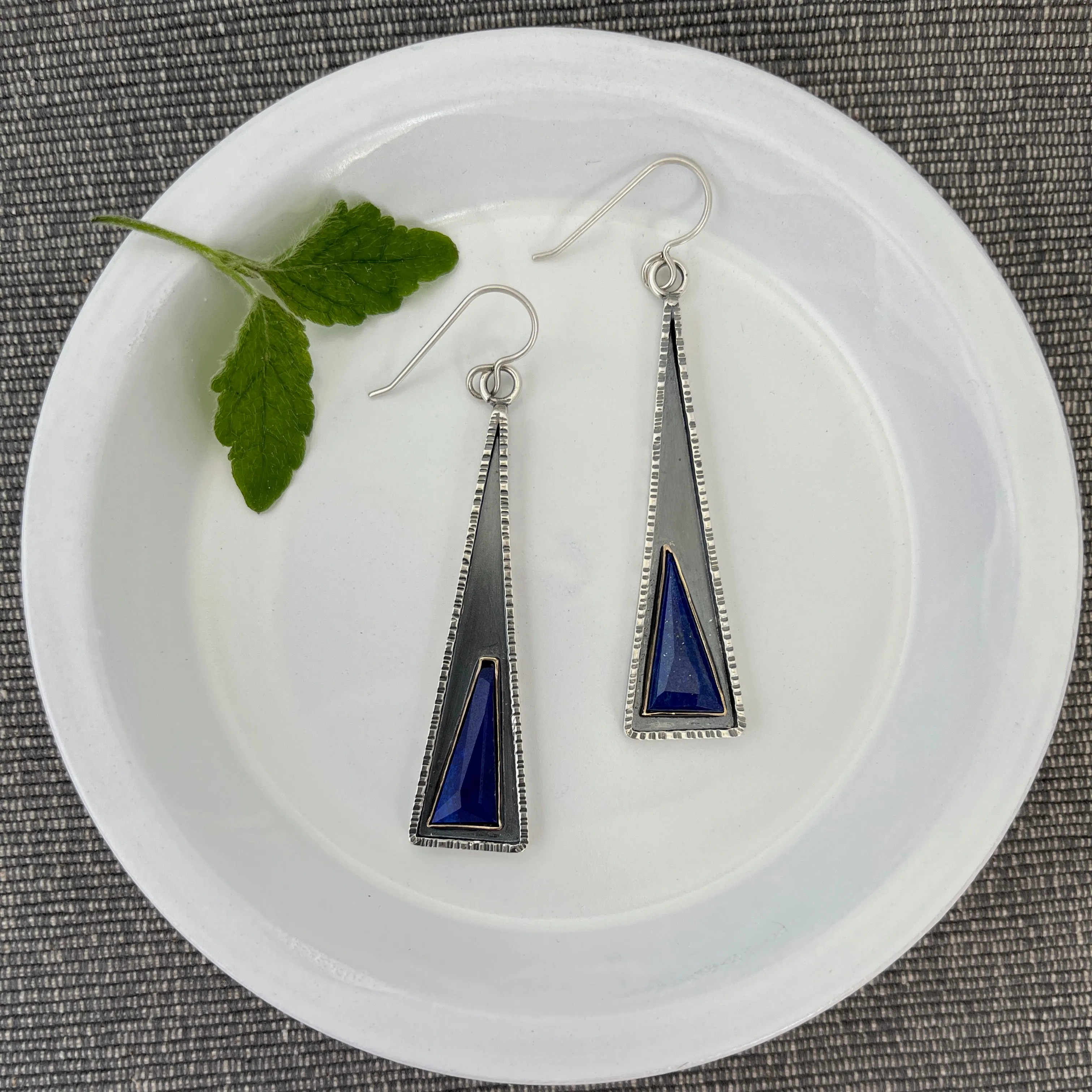 Lapis Lazuli Polygon Earrings with 14k Gold