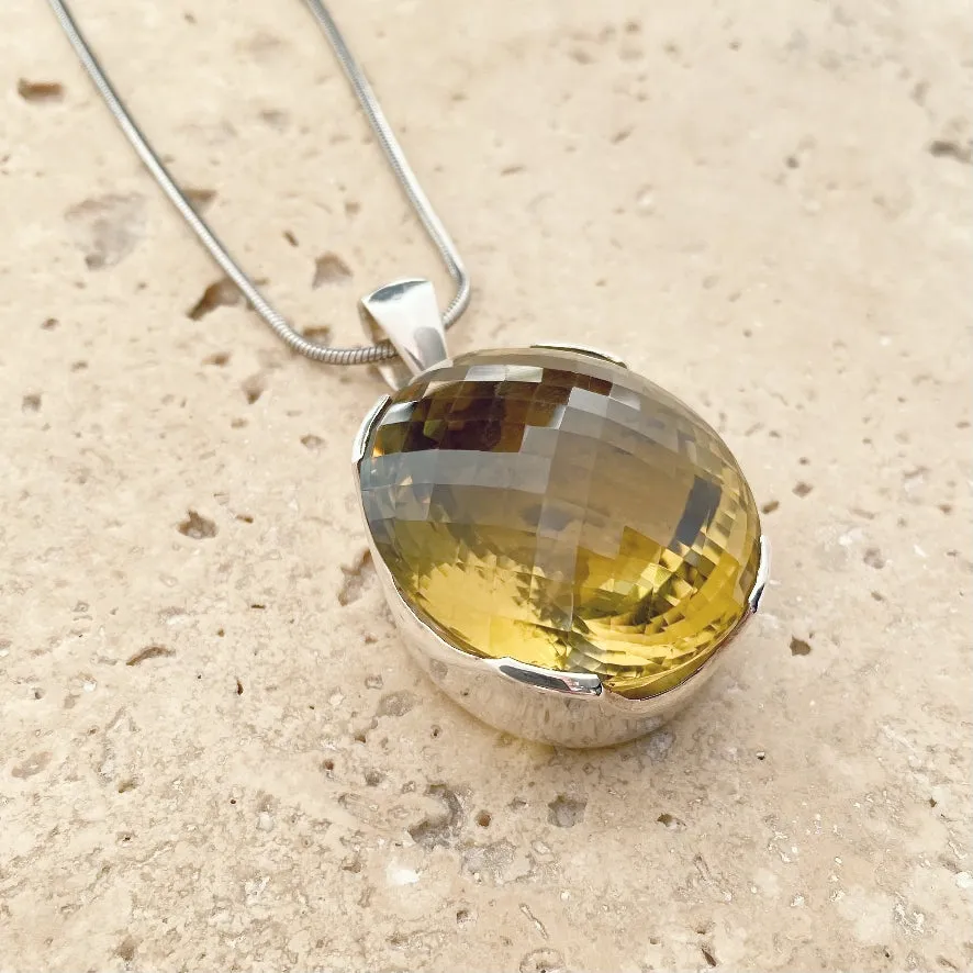 Lemon Quartz Large Oval Pendant